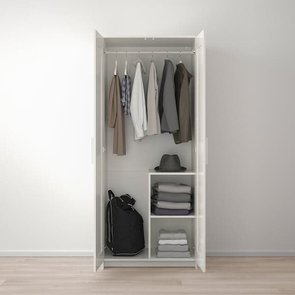 BRIMNES - Wardrobe with 2 doors, white, 78x190 cm - best price from Maltashopper.com 40400478