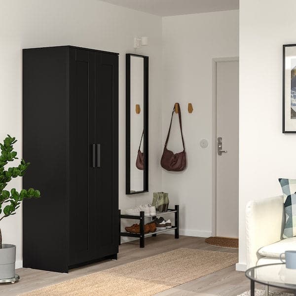 BRIMNES 2-door wardrobe - black 78x190 cm