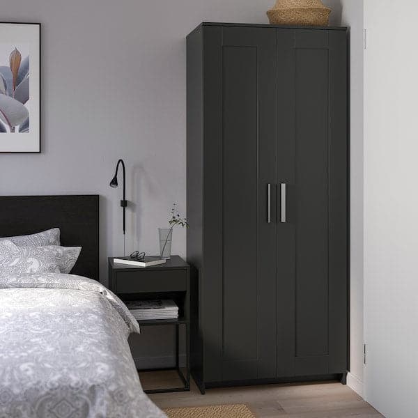 Ikea BRIMNES 2-door wardrobe - black 78x190 cm , 78x190 cm