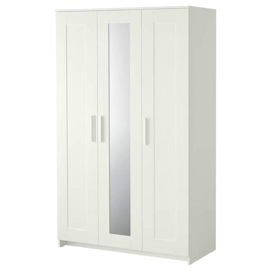 BRIMNES - Wardrobe with 3 doors, white, 117x190 cm - best price from Maltashopper.com 40407922