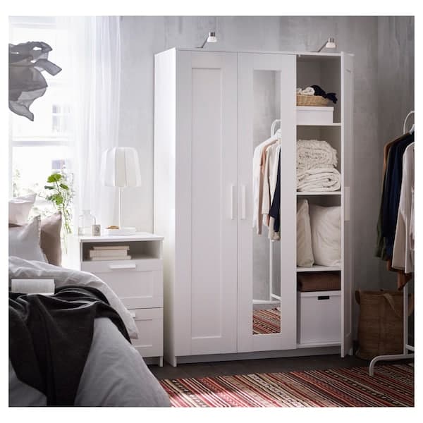 BRIMNES - Wardrobe with 3 doors, white