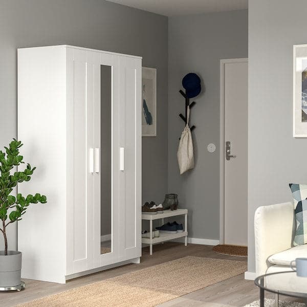 Ikea BRIMNES - Wardrobe with 3 doors, white, 117x190 cm