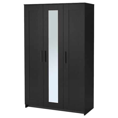 BRIMNES 3-door wardrobe - black 117x190 cm , 117x190 cm