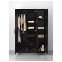 BRIMNES 3-door wardrobe - black 117x190 cm , 117x190 cm - best price from Maltashopper.com 60407577