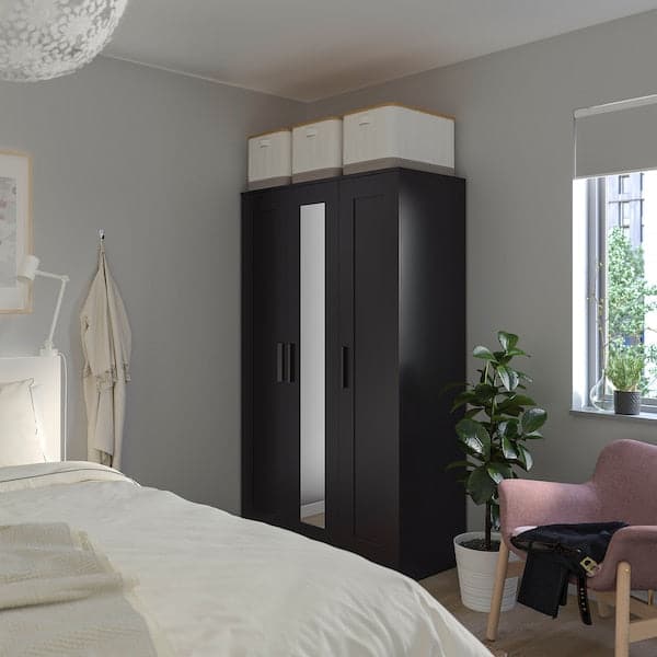 Ikea BRIMNES 3-door wardrobe - black 117x190 cm , 117x190 cm