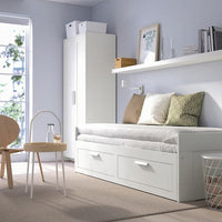 BRIMNES - Sofa bed/2 drawers/2 mattresses, white/Åfjäll rigid, , 80x200 cm - best price from Maltashopper.com 89521153