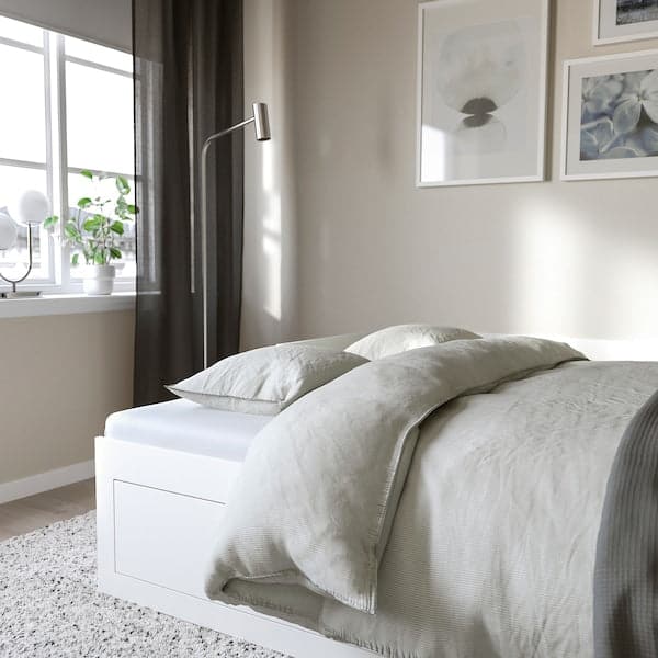 BRIMNES - Sofa bed/2 drawers/2 mattresses, white/Åfjäll semi-rigid, , 80x200 cm - best price from Maltashopper.com 39521160