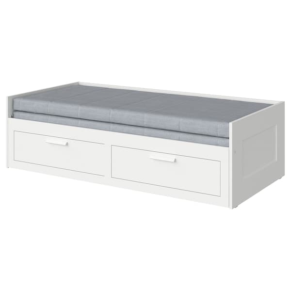 Ikea BRIMNES Day-bed / 2 drawers / 2 mattresses, white / Ågotnes firm,80x200 cm