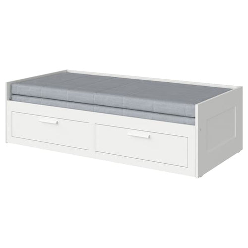BRIMNES Day-bed / 2 drawers / 2 mattresses, white / Ågotnes firm,80x200 cm
