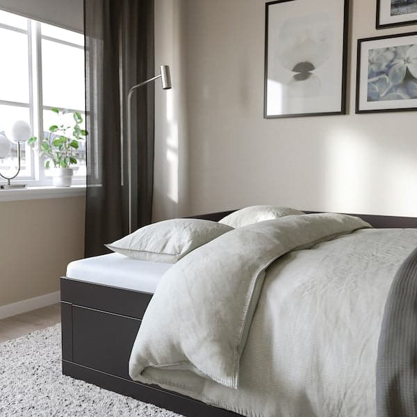 BRIMNES Day-bed / 2 drawers / 2 mattresses, black / Vannareid extra firm,80x200 cm - best price from Maltashopper.com 29500672