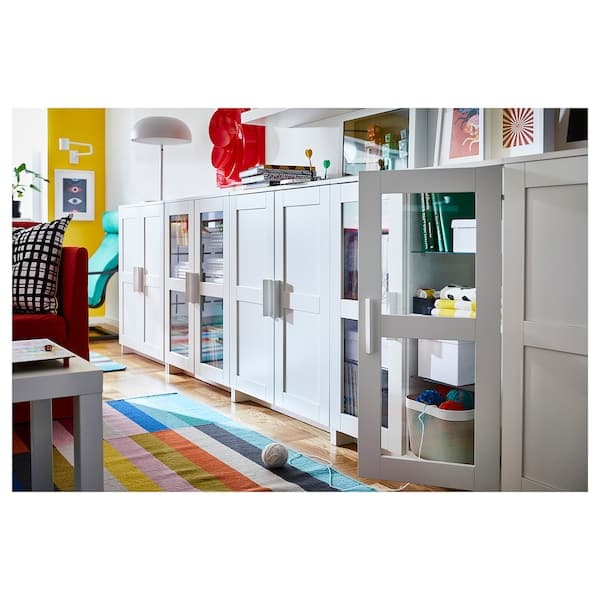 Ikea BRIMNES Mobile with doors - glass/white 78x95 cm , 78x95 cm