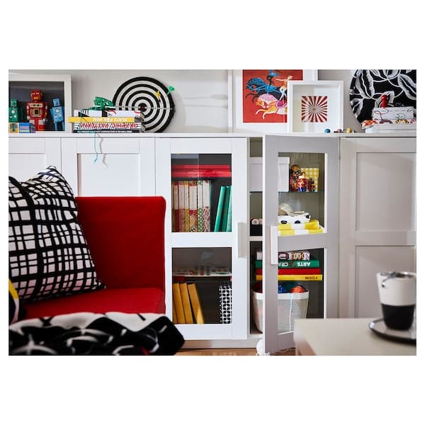 Ikea BRIMNES Mobile with doors - glass/white 78x95 cm , 78x95 cm