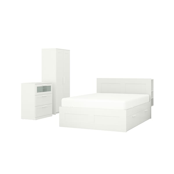 BRIMNES - 3-piece bedroom set, white,140x200 cm