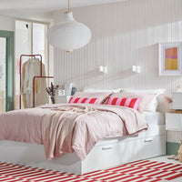 BRIMNES Bed frame with drawers, white / Lindbåden,160x200 cm - best price from Maltashopper.com 49494887
