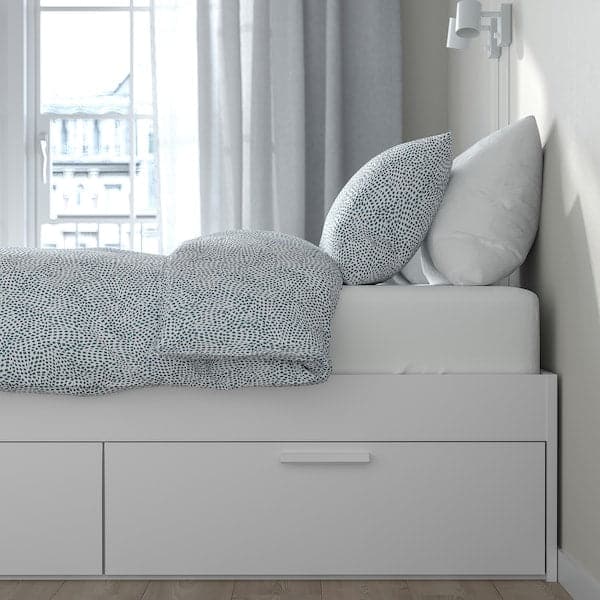 BRIMNES Bed frame with drawers, white / Lindbåden,160x200 cm - best price from Maltashopper.com 49494887