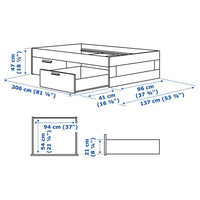 BRIMNES - Bed frame with drawers, white/Lönset, 90x200 cm - best price from Maltashopper.com 49499578