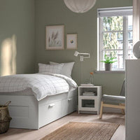 BRIMNES - Bed frame with drawers, white/Lönset, 90x200 cm - best price from Maltashopper.com 49499578