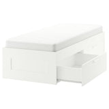 BRIMNES bed frame with storage, white/Lönset, 90x200 cm