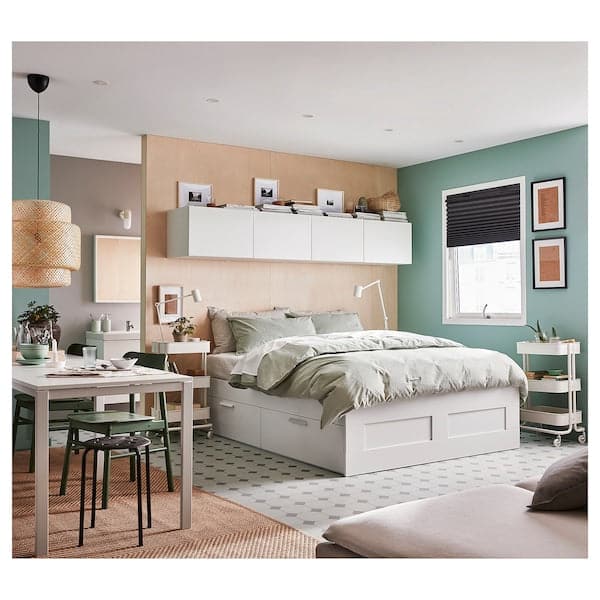 Ikea BRIMNES Bed structure with drawers - white/Luröy 140x200 cm , 140x200 cm