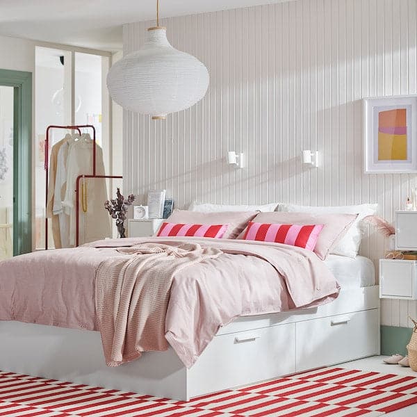 BRIMNES Bed structure with drawers - white/Luröy 140x200 cm , 140x200 cm - best price from Maltashopper.com 29902933