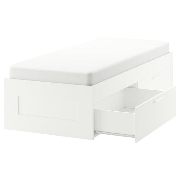 BRIMNES Bed structure with drawers - white 90x200 cm , 90x200 cm - Premium Beds & Bed Frames from Ikea - Just €232.99! Shop now at Maltashopper.com
