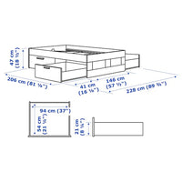 BRIMNES Bed structure with drawers - black/Lönset 140x200 cm , 140x200 cm - best price from Maltashopper.com 99018732