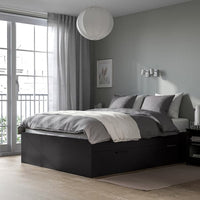 BRIMNES Bed structure with drawers - black/Luröy 160x200 cm , 160x200 cm - best price from Maltashopper.com 59007542
