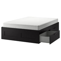 BRIMNES Bed structure with drawers - black/Luröy 140x200 cm , 140x200 cm - best price from Maltashopper.com 69007532