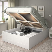 BRIMNES Bed structure with container - white 160x200 cm , - best price from Maltashopper.com 00402399