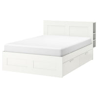 BRIMNES Bed/contenit/headboard structure - white/Leirsund 160x200 cm - best price from Maltashopper.com 99157474