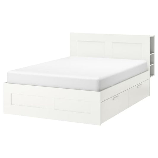 BRIMNES Bed/contenit/headboard structure - white/Leirsund 160x200 cm - best price from Maltashopper.com 99157474