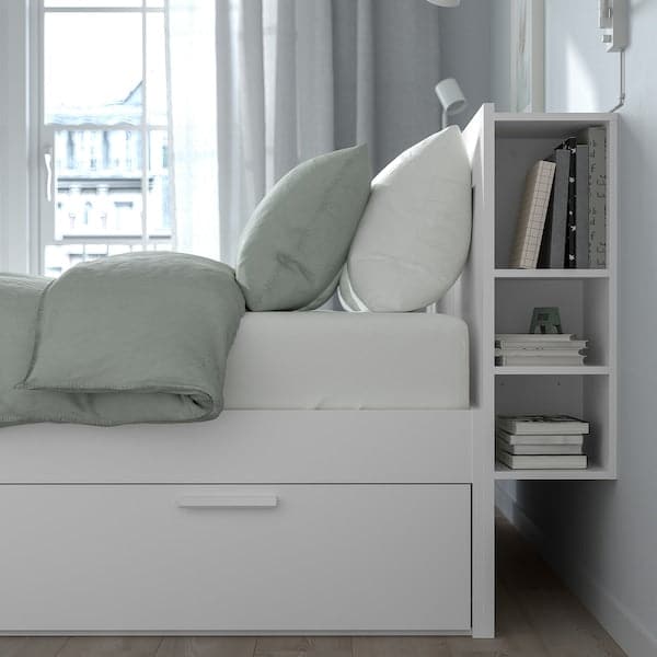 Ikea BRIMNES Bed/contenit/headboard structure - white/Leirsund 140x200 cm