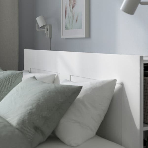 Ikea BRIMNES Bed/contenit/headboard structure - white/Luröy 140x200 cm , 140x200 cm