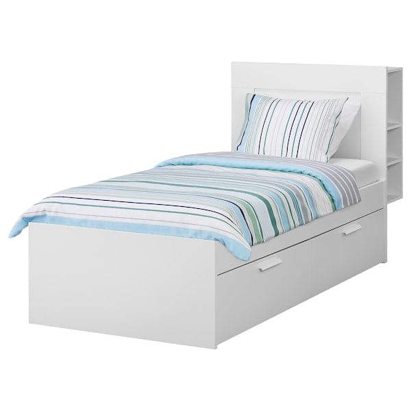 Ikea BRIMNES Bed/container/testier structure - white/Luröy 90x200 cm , 90x200 cm