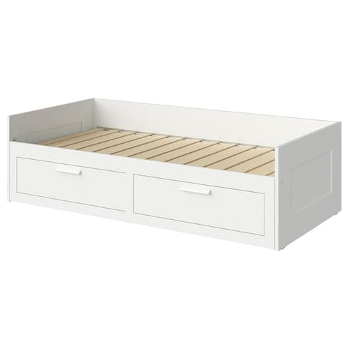 BRIMNES - Day-bed frame with 2 drawers, white, 80x200 cm