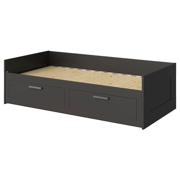 BRIMNES Day-bed frame with 2 drawers, black,80x200 cm - best price from Maltashopper.com 70269170