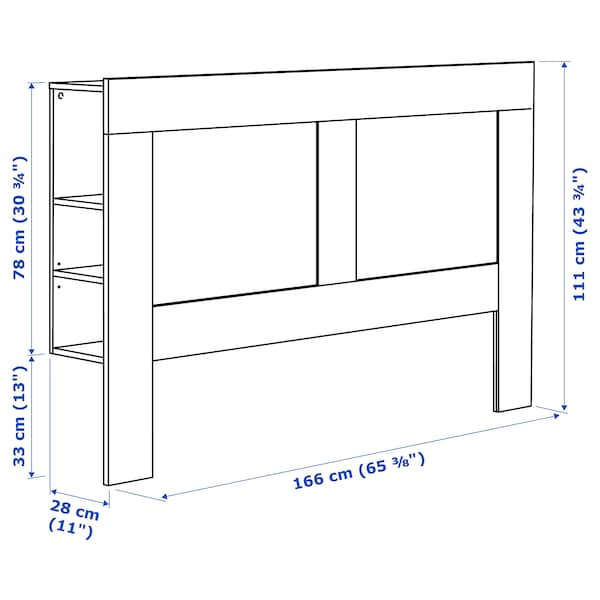 Ikea BRIMNES Headboard with container compartment - white 160 cm , 160 cm