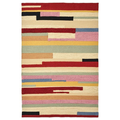 BRÖNDEN - BRÖNDEN Rug, low pile, handmade multicolour/red, 200x300 cm