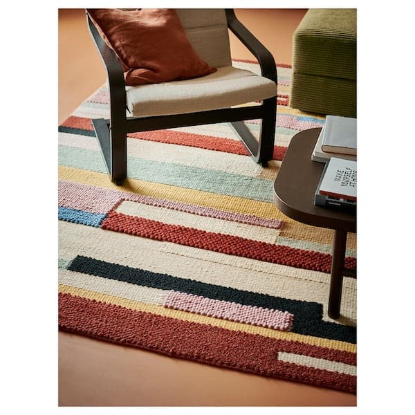 Ikea BRÖNDEN - Rug, low pile, handmade multicolour/red, 170x240 cm