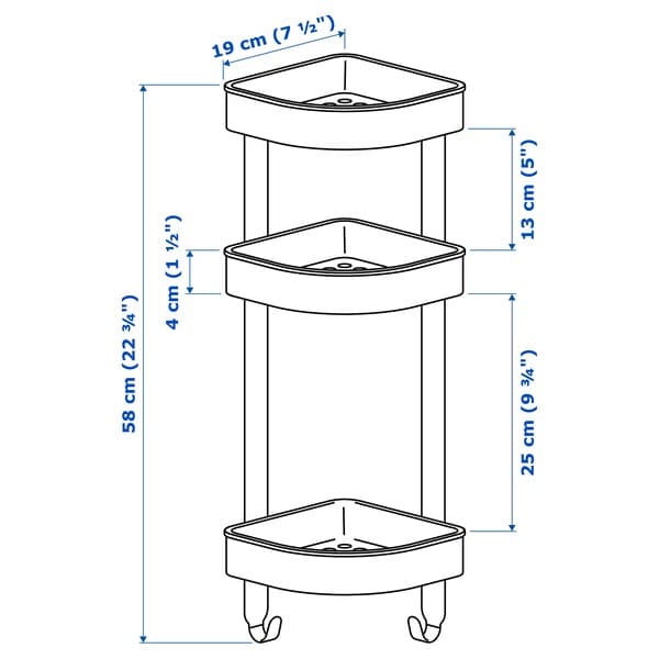 Ikea BROGRUND - Corner wall shelf unit, stainless steel, 19x58 cm