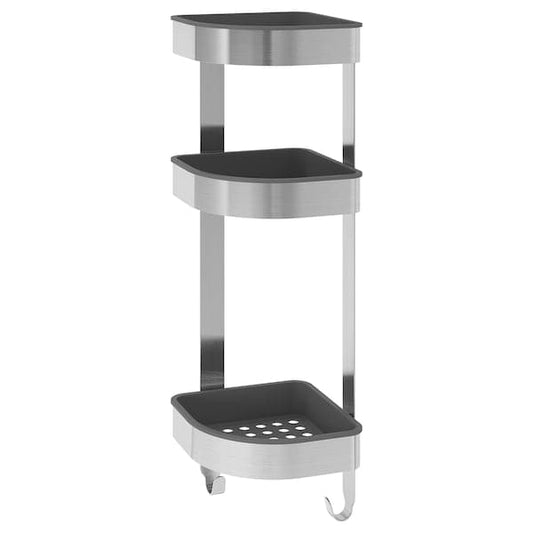Ikea BROGRUND - Corner wall shelf unit, stainless steel, 19x58 cm