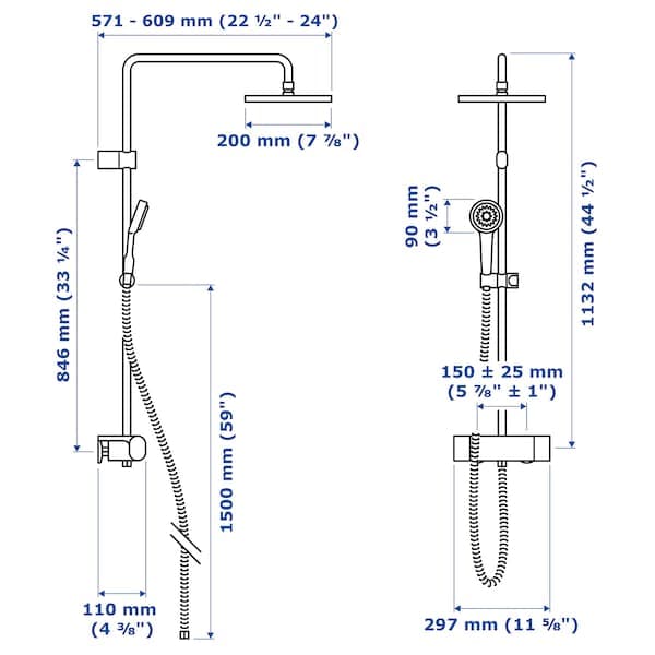 Ikea BROGRUND - Shower set with thermostatic mixer, chrome-plated