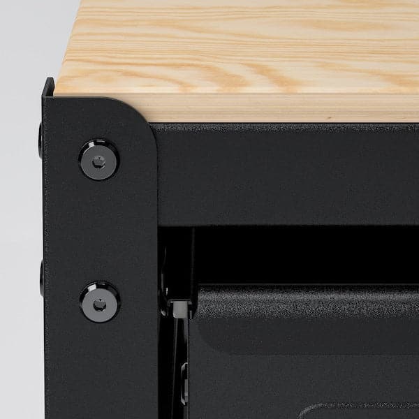 Ikea BROR - Work bench with drawers, black/pine plywood, 85x40x89 cm