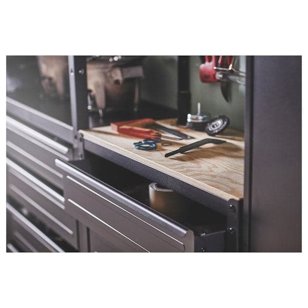 Ikea BROR - Work bench with drawers, black/pine plywood, 85x40x89 cm