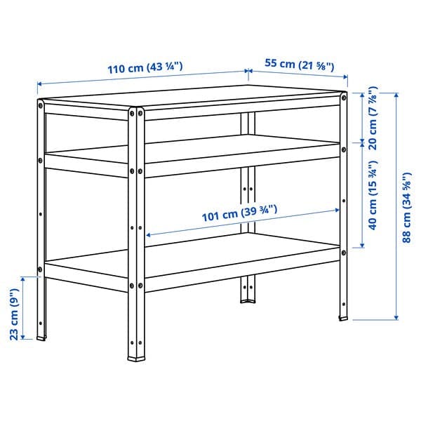 BROR - Work bench, grey-green/pine plywood, 110x55 cm - best price from Maltashopper.com 10547387