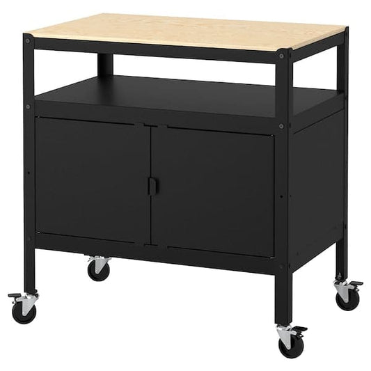 Ikea BROR Trolley with furniture - black/wood ,