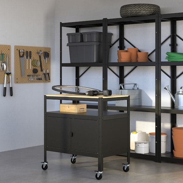 Ikea BROR Trolley with furniture - black/wood ,