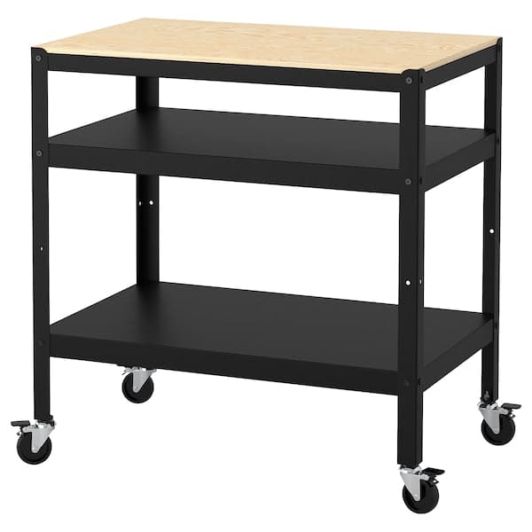 BROR - Trolley, black/pine plywood, 85x55 cm - Premium Bookcases & Standing Shelves from Ikea - Just €193.99! Shop now at Maltashopper.com