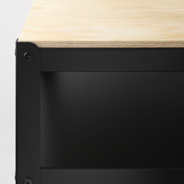 Ikea BROR - Trolley, black/pine plywood, 85x55 cm