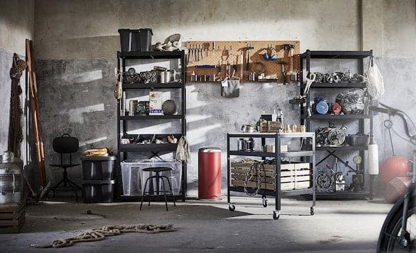 Ikea BROR - Trolley, black/pine plywood, 85x55 cm